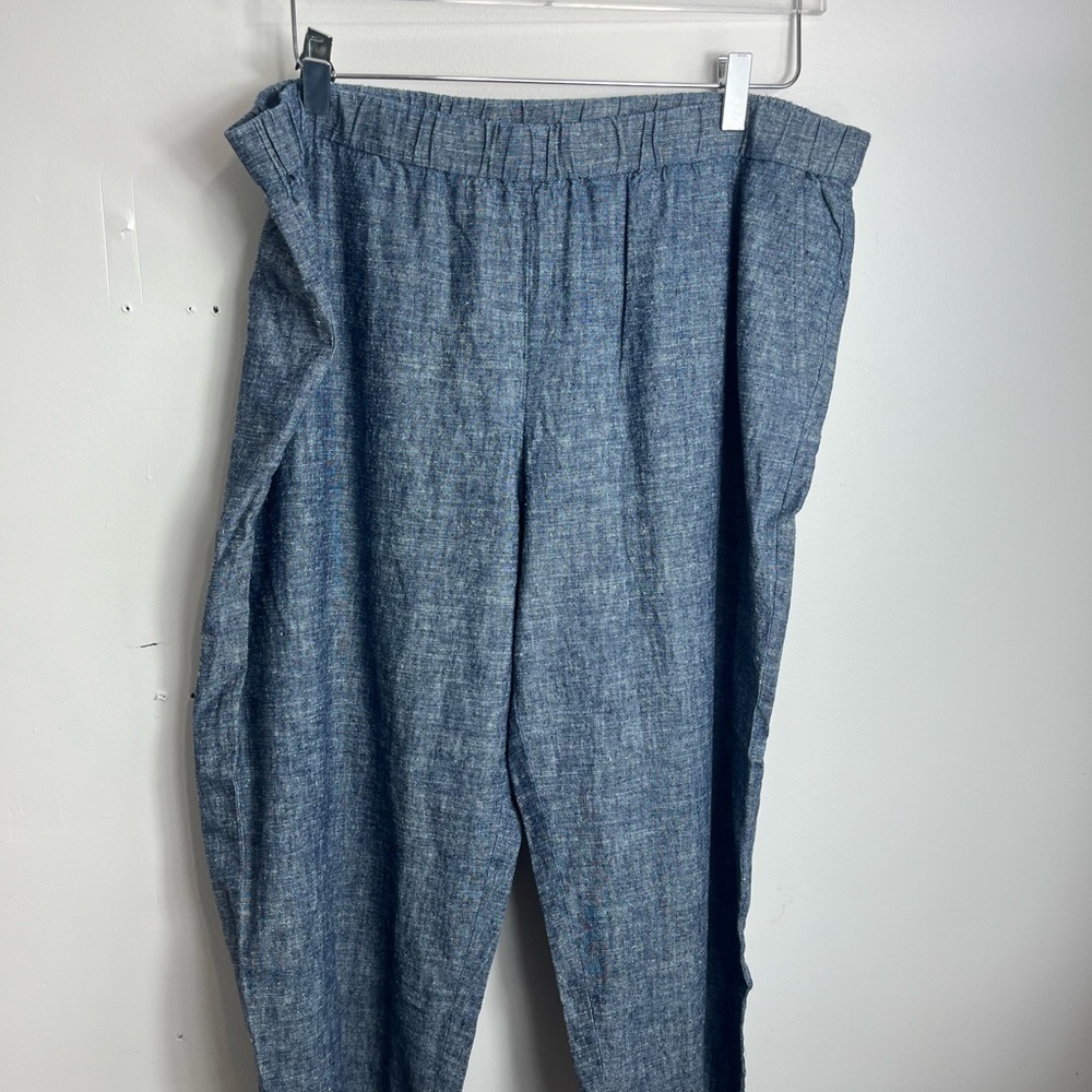 NWT Eileen Fisher Hemp Organic Cotton Chambray Crop Pant size Large 1760
